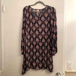 Patterned navy blue dress